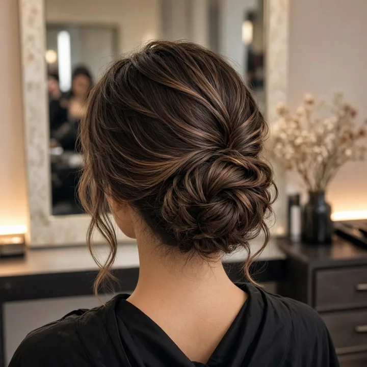 Cliente en salon, coupe et brushing