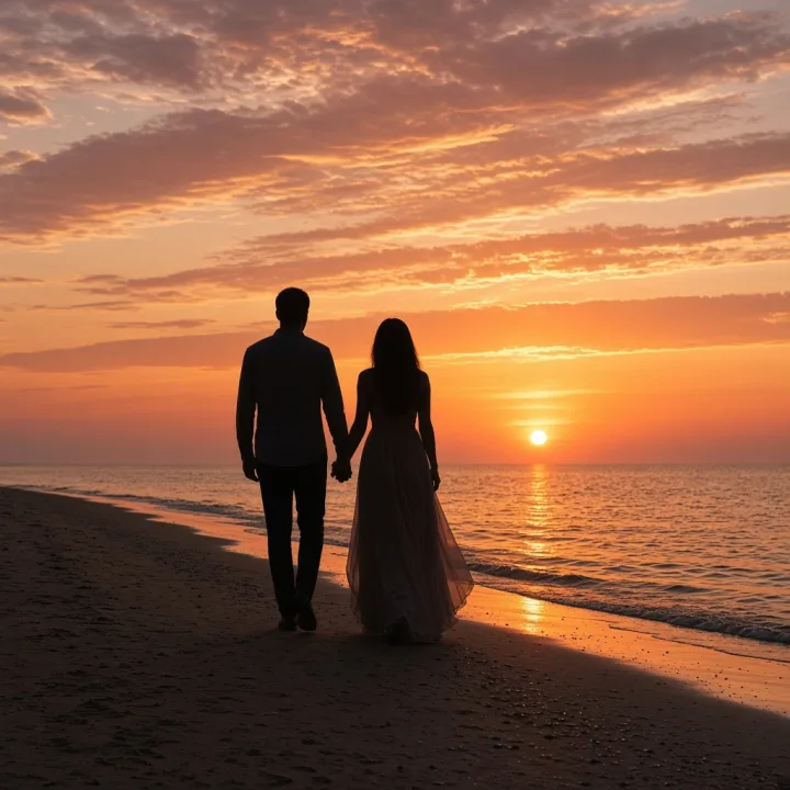 Séance couple au coucher du soleil